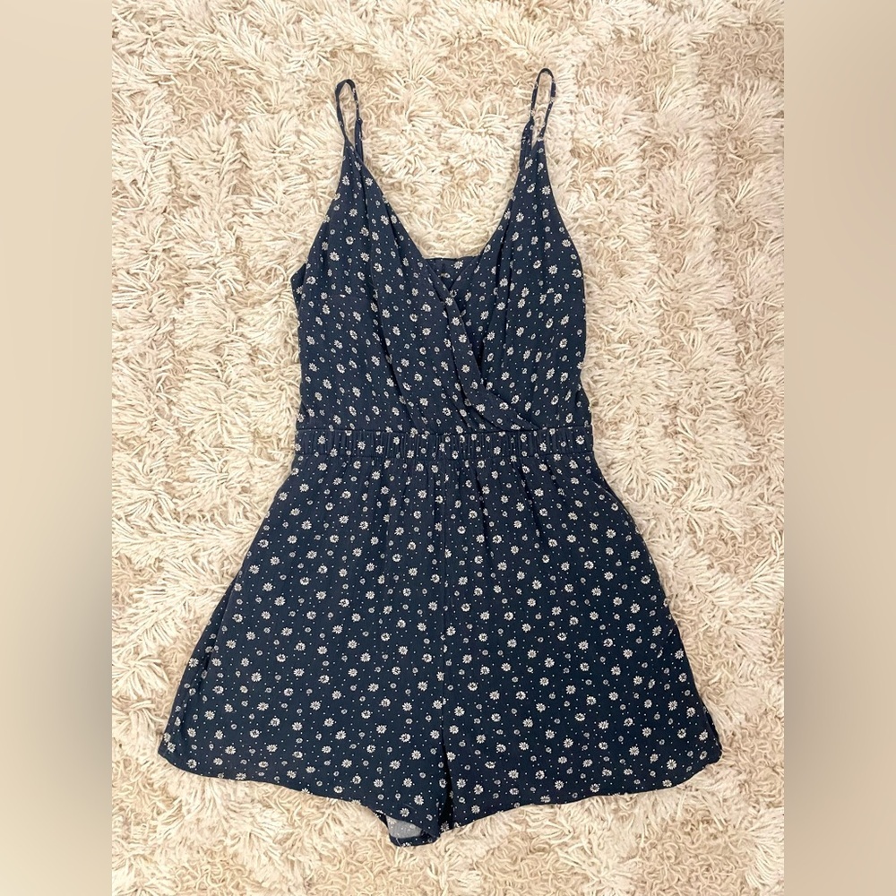 American Eagle Outfitters Womens Floral Romper Size XS Jumpsuit Blue Flowers